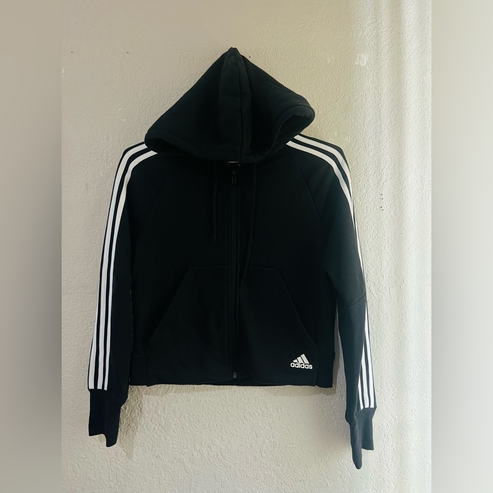 ADIDAS MUST HAVES 3-STRIPES FRENCH TERRY DW9695 black track top XS
